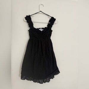 Princess Polly Elegant Black Eyelet Mini Dress
